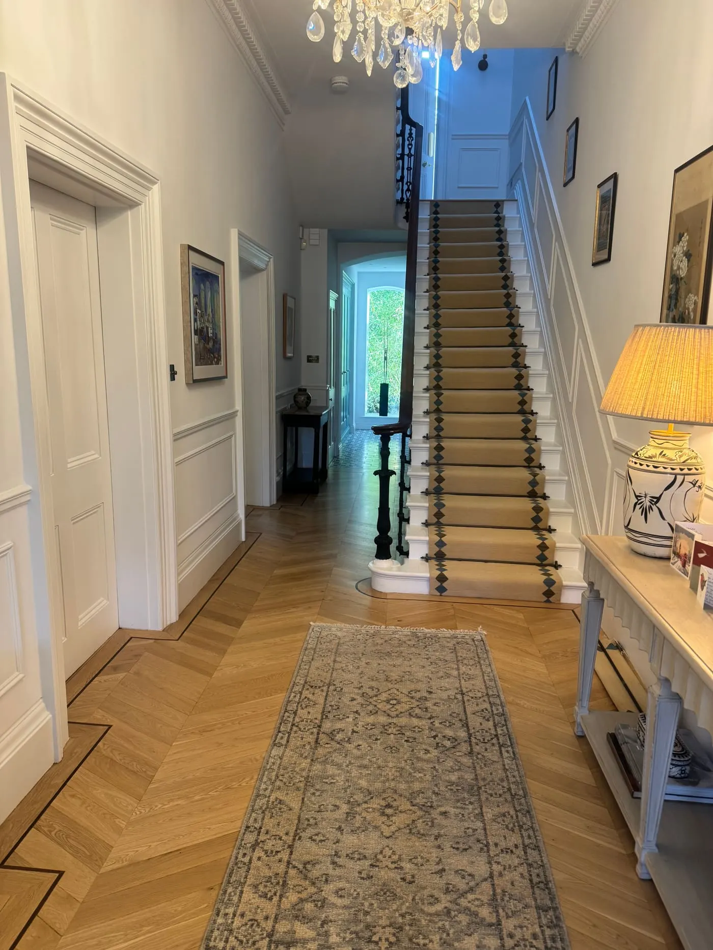 Finished stair runner installation